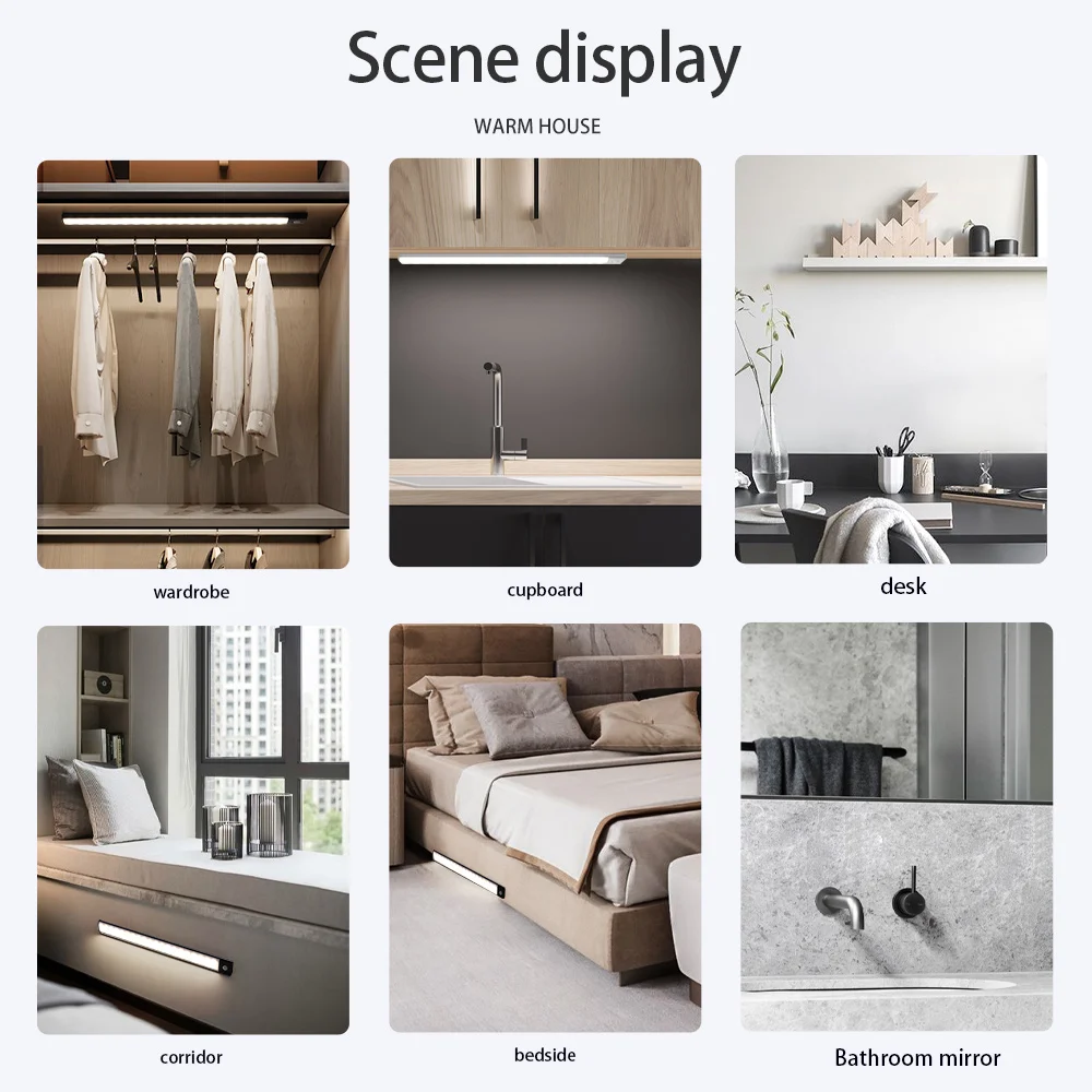 kf-S1b7f0a747bff4fdaac10f57ac81a0f56I Motion Sensor Light Wireless LED Night Light USB Rechargeable Night Lamp Cabinet Wardrobe Lamp Under Backlight For Kitchen Led - Image 6