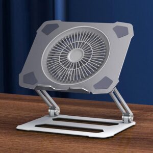 adjustable aluminum tablet stand with cooling fan