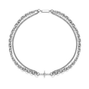 double layer stainless steel cross necklace