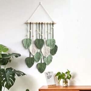 handcrafted bohemian leaf macrame wall hanging
