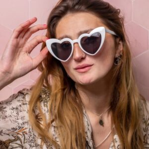 heart shaped vintage sunglasses for women
