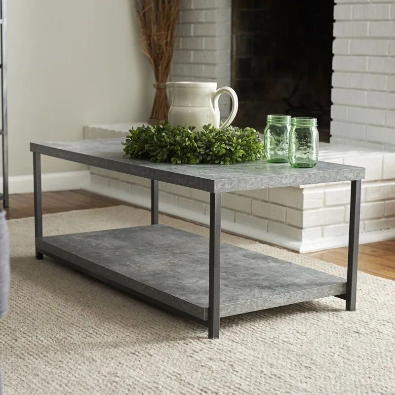 modern slate grey coffee table with storage shelf modern slate grey coffee table with storage shelf