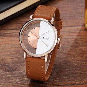 creative half transparent leather couple watch
