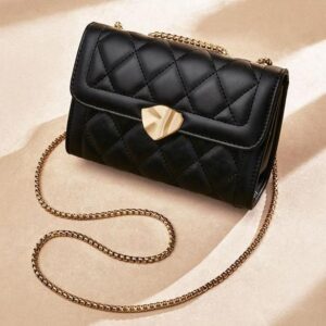 pu leather diamond lattice crossbody bag