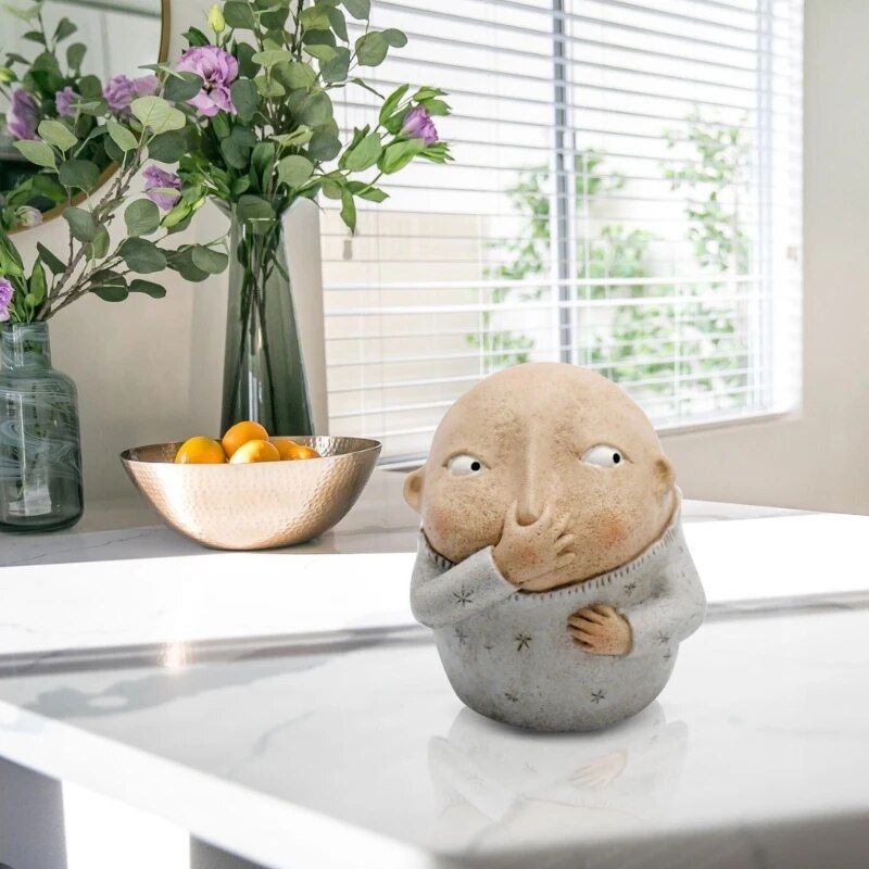 charming resin boy nose plugging sculpture charming resin boy nose plugging sculpture