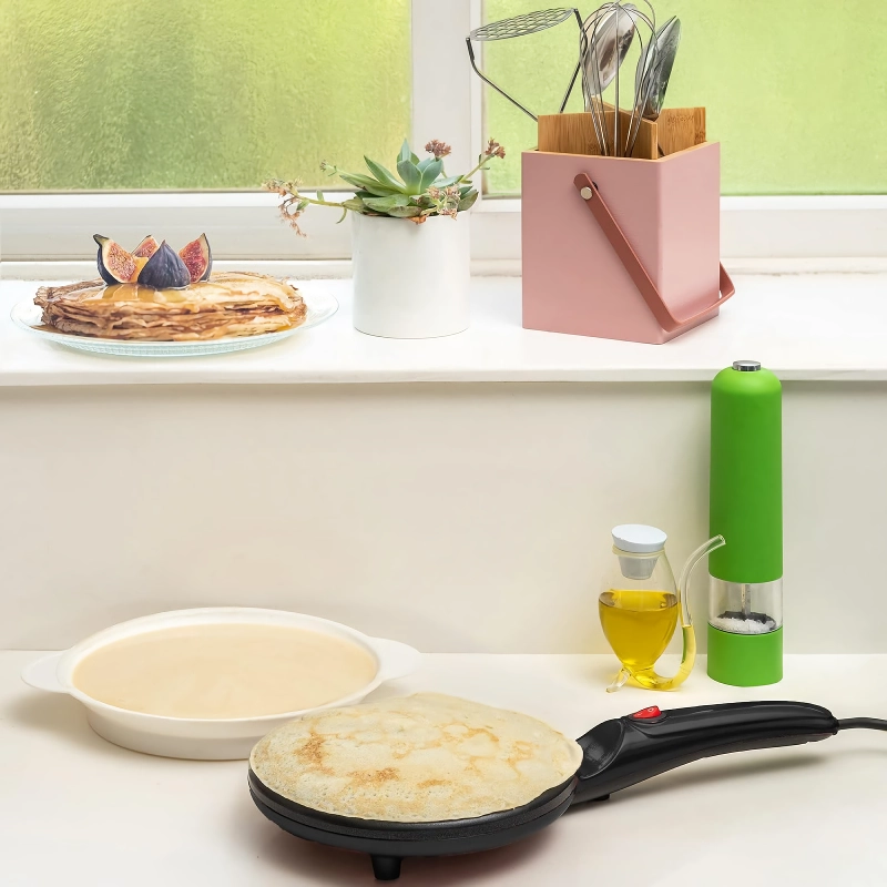 portable electric crepe maker with non stick coating and automatic temperature control portable electric crepe maker with non stick coating and automatic temperature control