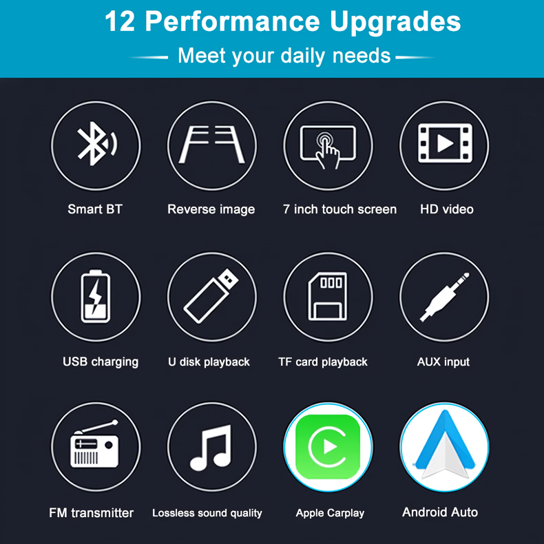 universal 7 inch touchscreen car mp5 player with wireless apple carplay & android auto universal 7 inch touchscreen car mp5 player with wireless apple carplay & android auto