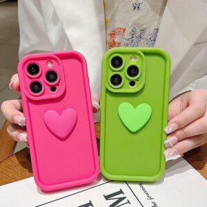 3d love heart silicone shockproof case for iphone series