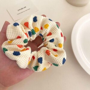 colorful heart print elastic scrunchie hair bands