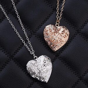chic retro hollow heart pendant necklace for women