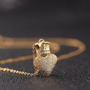 classic queen crown love pendant necklace