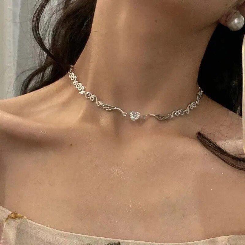 heart crystal choker necklace heart crystal choker necklace