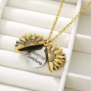 romantic boho sunflower locket pendant